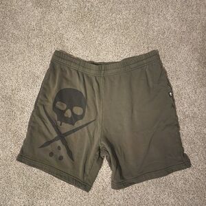 Men's Olive Sullen Skull Athletic Shorts Size L